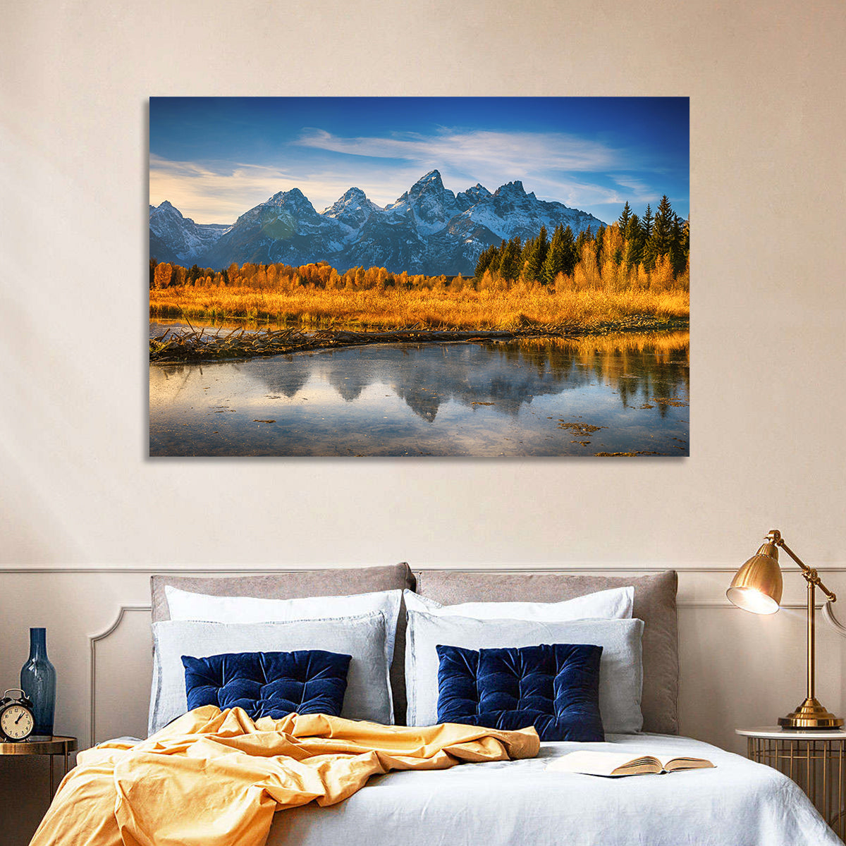 Grand Tetons Golden Reflection Wall Art