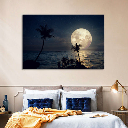 Supermoon Over Tropical Beach Wall Art