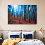 Enchanted Red Moss Forest Wall Art