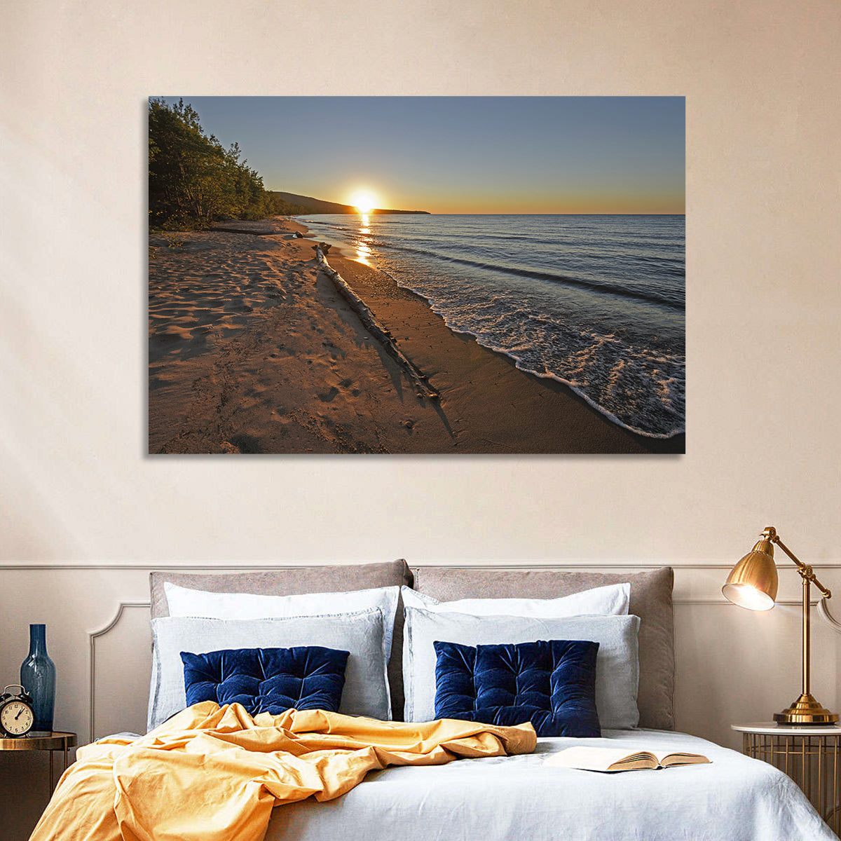 Lake Superior Driftwood Beach Sunset Wall Art