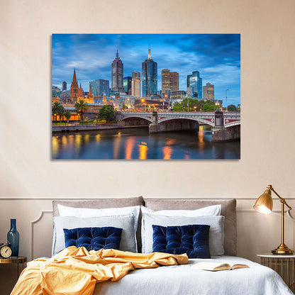 Melbourne Blue Hour Skyline Wall Art