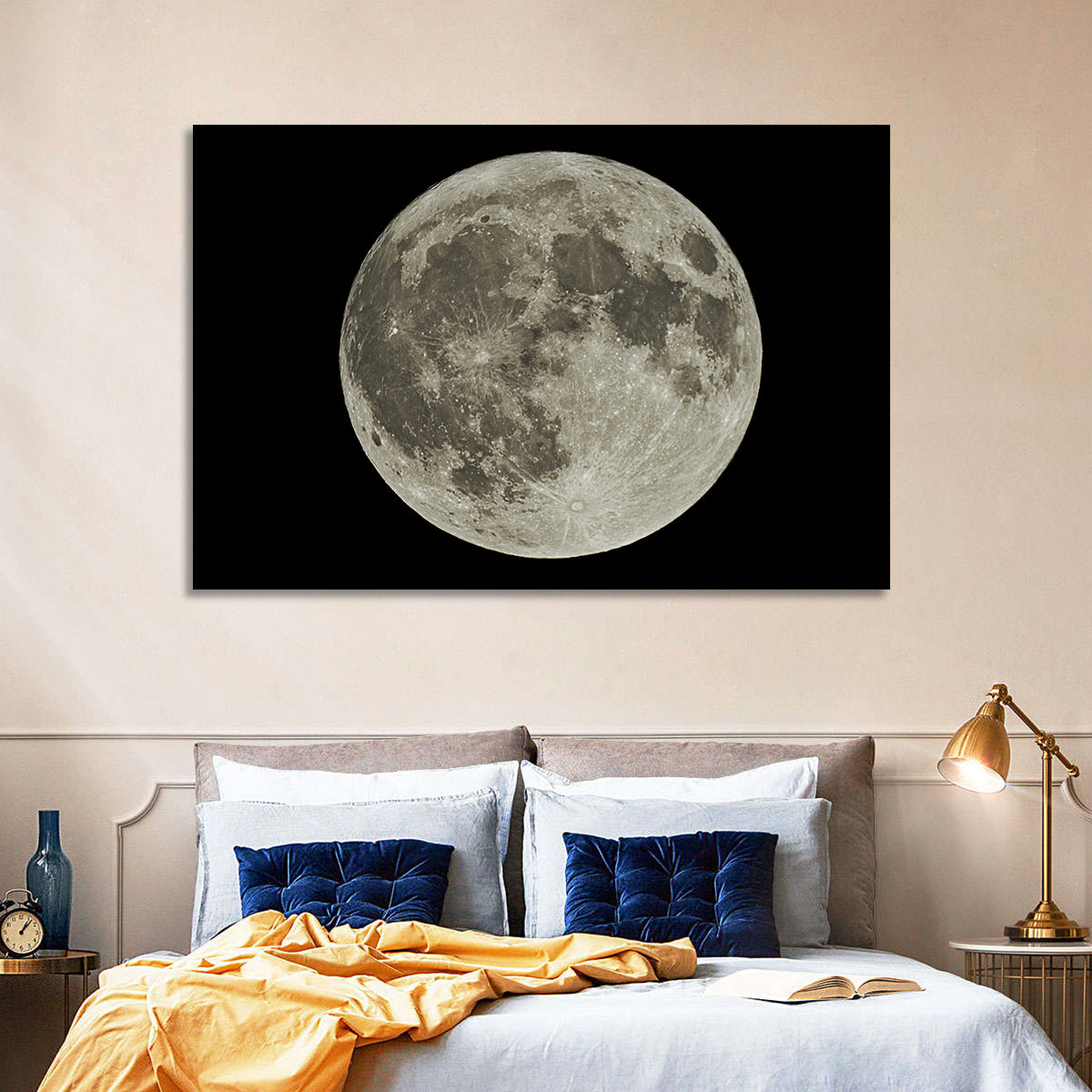 Full Moon with Tycho Rays Wall Art in a room, landscape