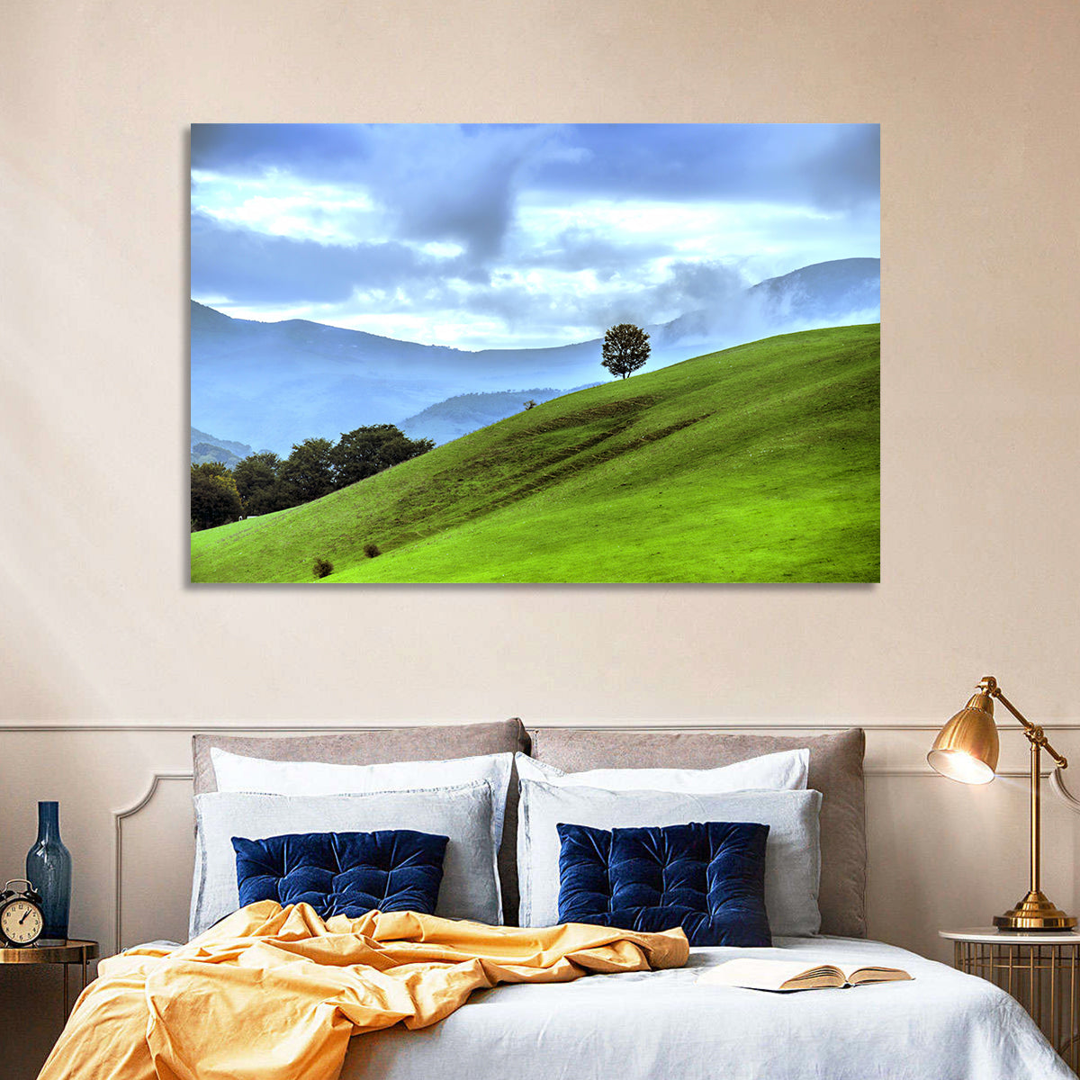 Talish Hillside with Lone Tree Wall Art in a room, landscape