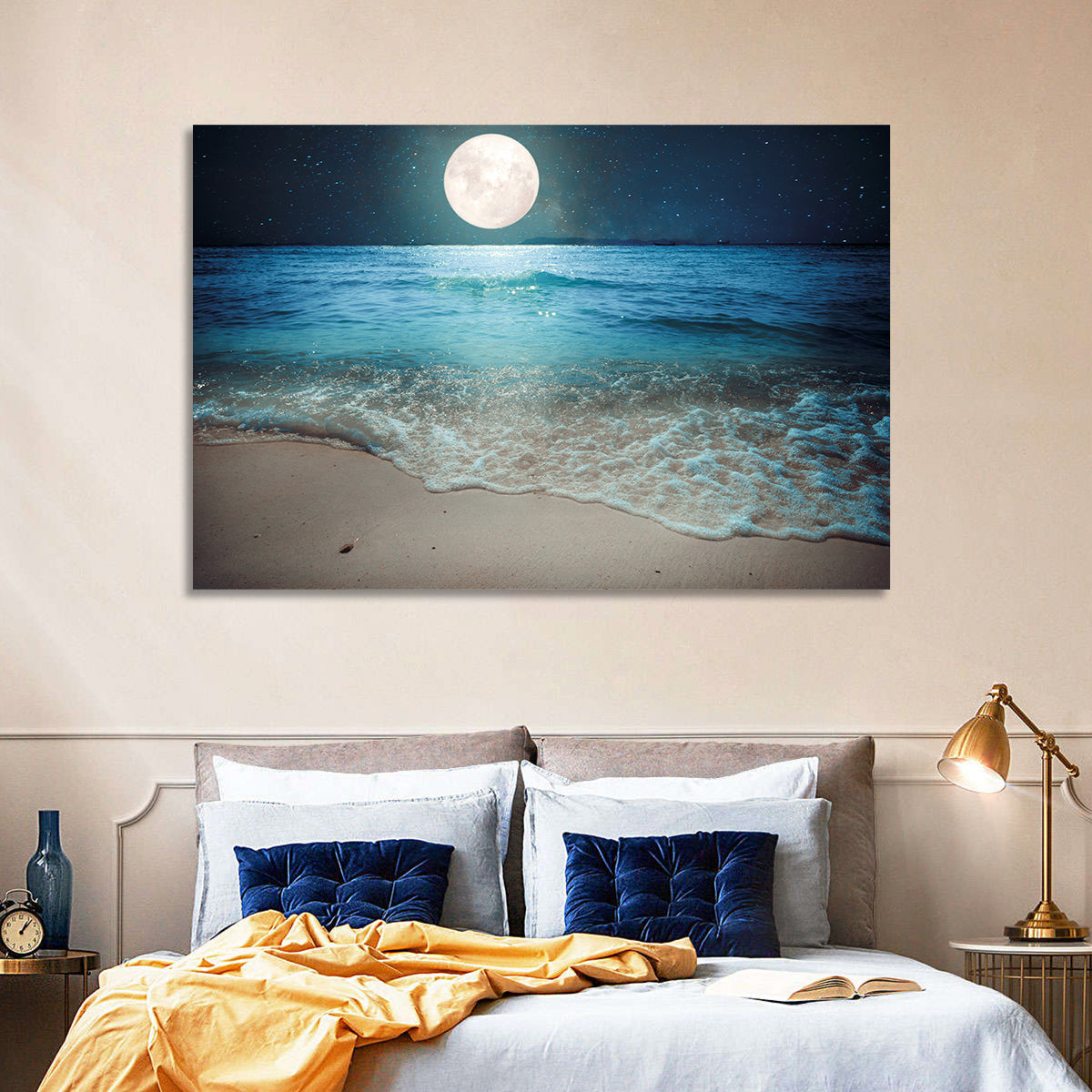 Full Moon Over Beach Wall Art