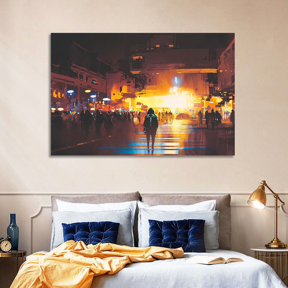 Futuristic Neon Cityscape Wall Art