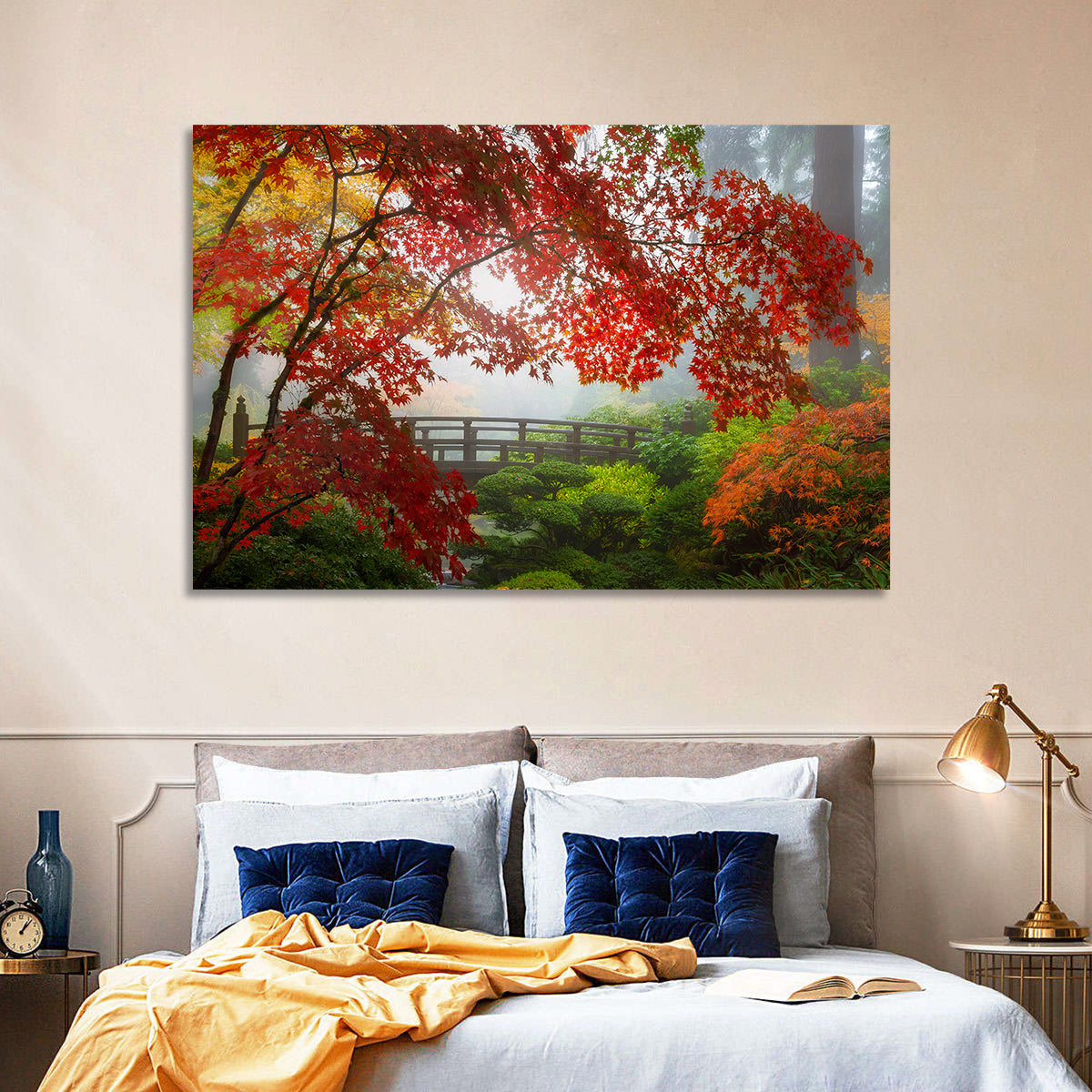 Portland Moon Bridge in Autumn Mist Wall Art