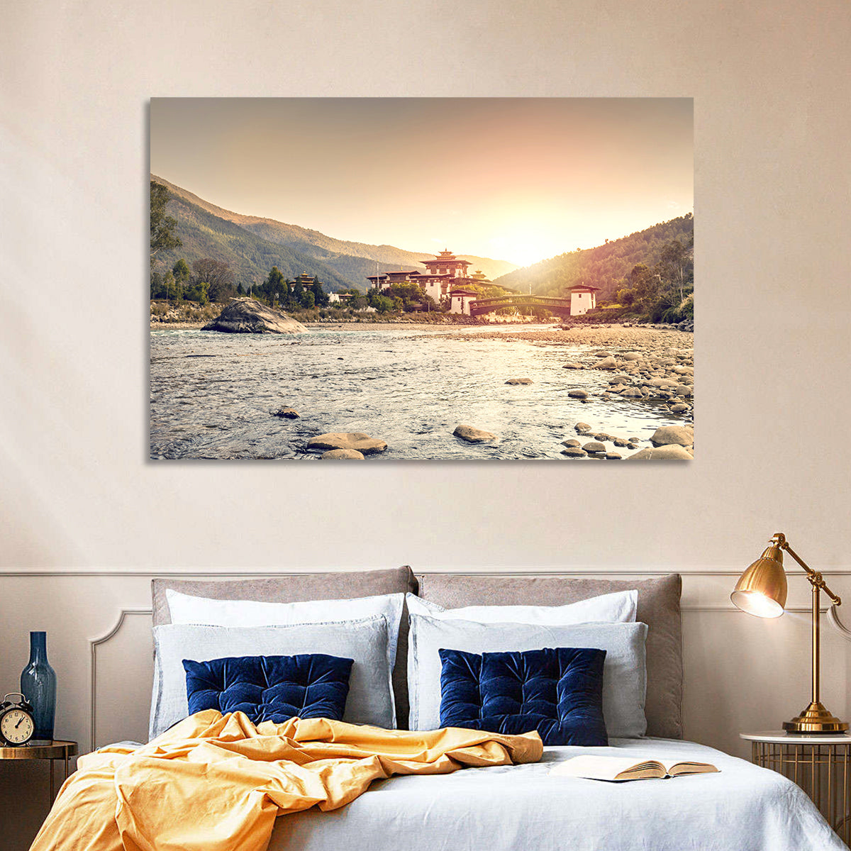 Punakha Dzong at Golden Hour Wall Art