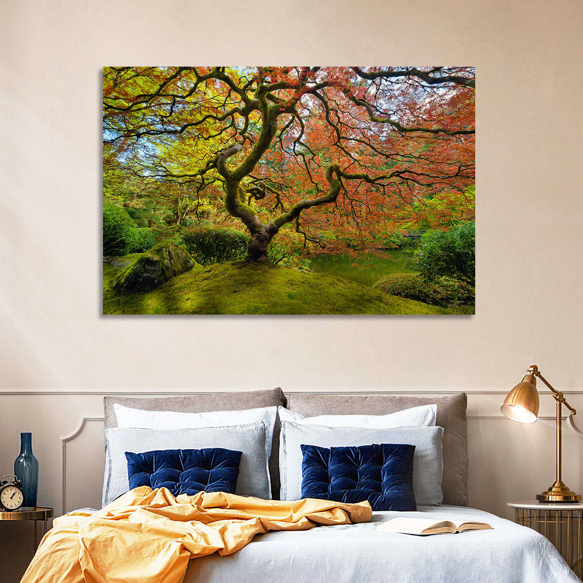 Gnarled Japanese Maple by Garden Pond Wall Art