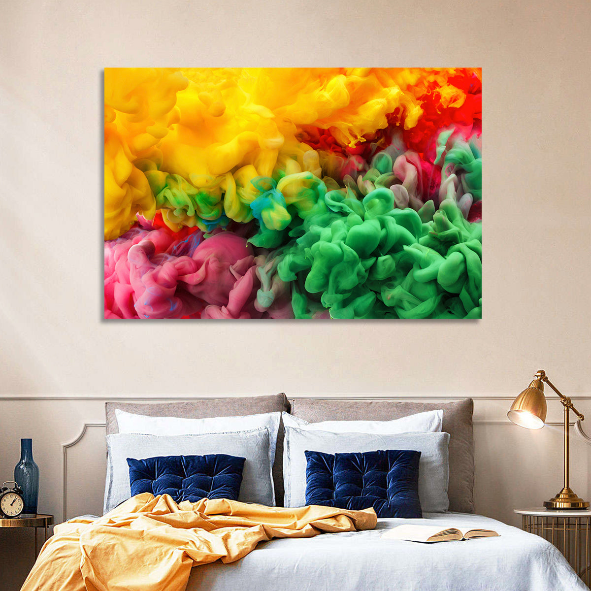 Vibrant Underwater Ink Cloud Abstract Wall Art