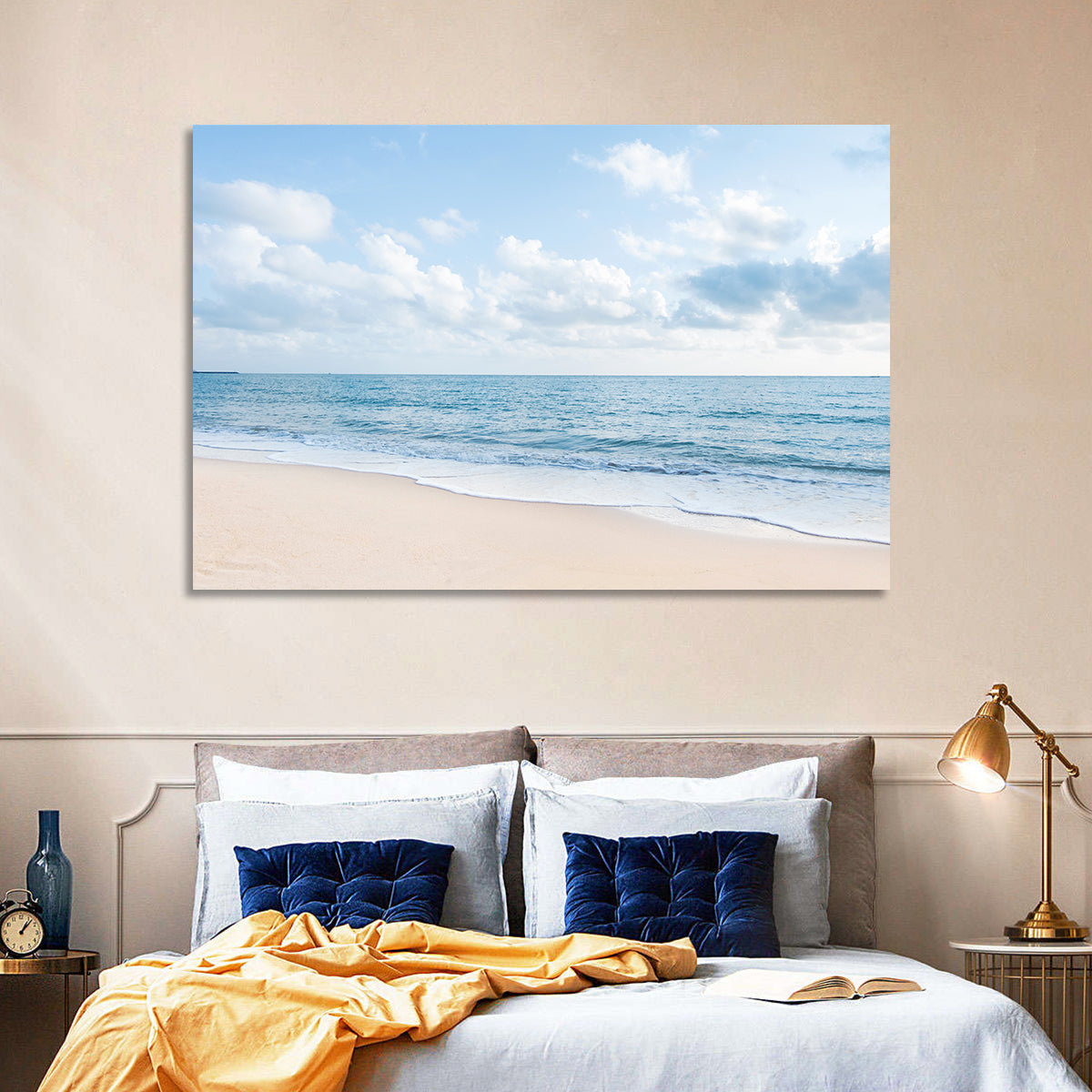 Minimalist Sandy Beach and Gentle Waves Wall Art