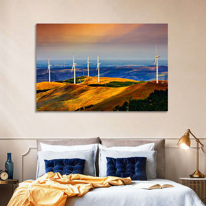 Golden Hour Wind Turbines Wall Art