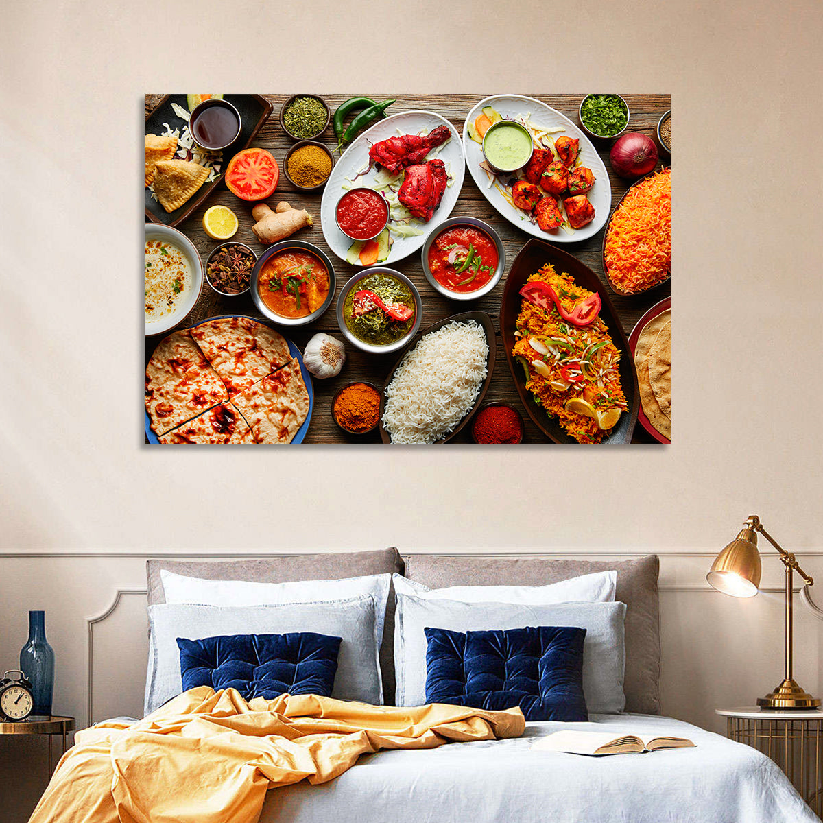 Indian Cuisine Flat Lay Wall Art in a room, landscape