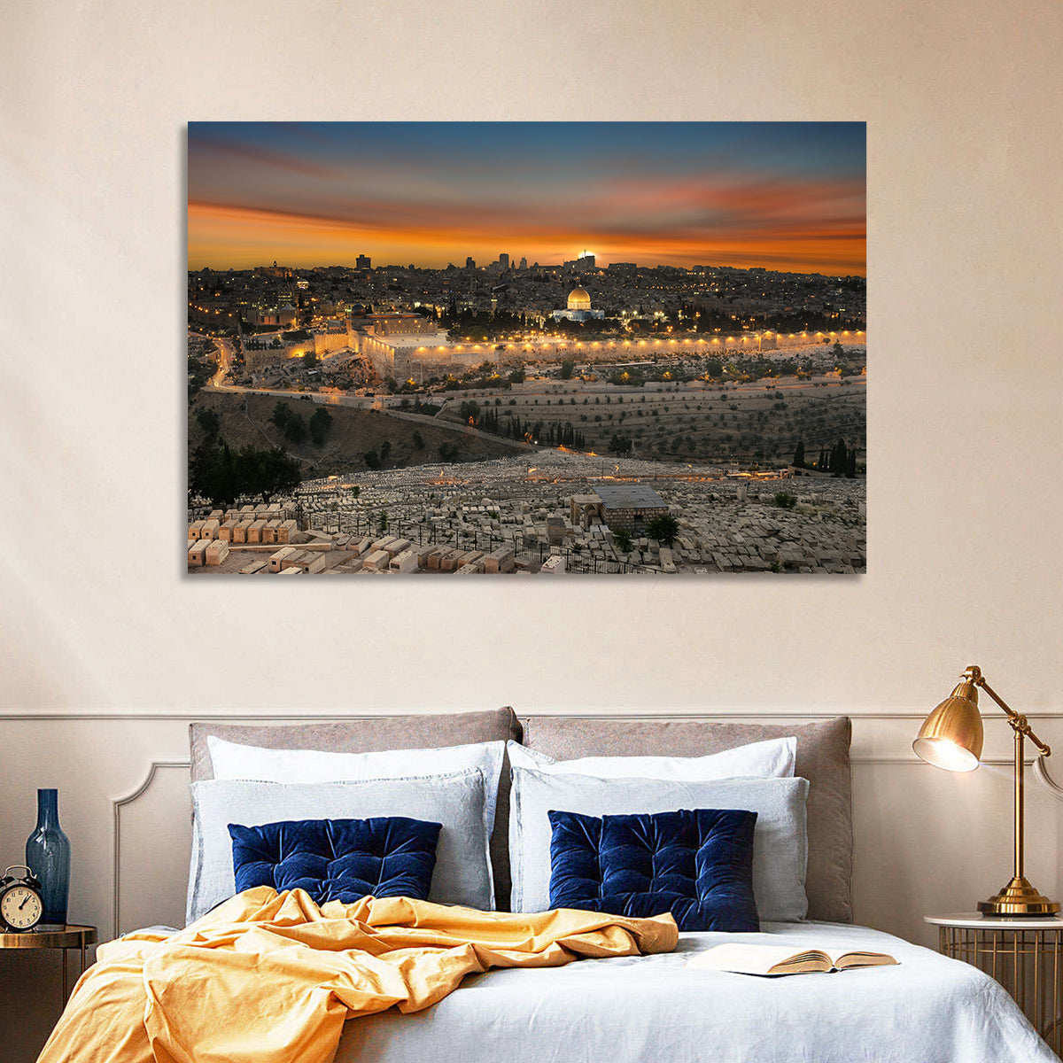 Jerusalem Sunset Over Temple Mount Wall Art