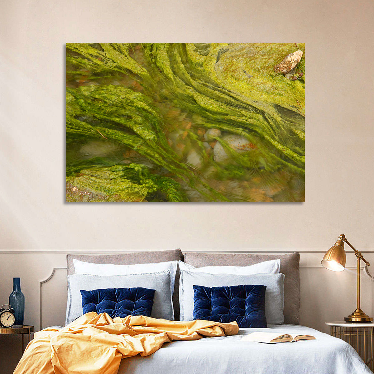 Macro Algae Stream Wall Art in a room, landscape