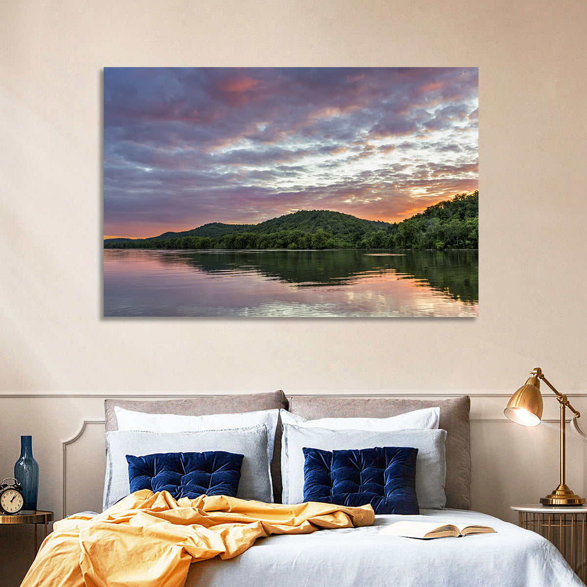 Ohio River Paden City at Dusk Wall Art in a room, landscape