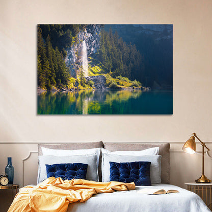 Lake Oeschinen Waterfall Reflection Wall Art