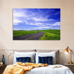 Winding Country Road in Green Fields Wall Art