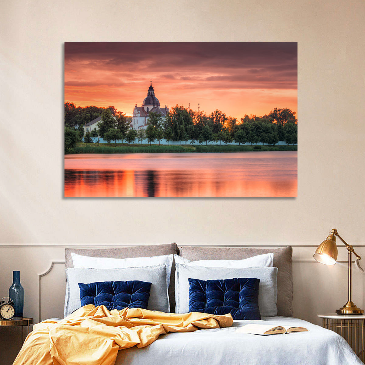 Corpus Christi Church Sunset Reflection Wall Art
