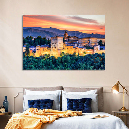 Alhambra Fortress at Golden Sunset Wall Art