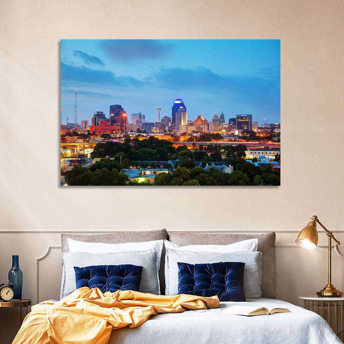 San Antonio Skyline at Dusk Wall Art