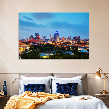 San Antonio Skyline at Dusk Wall Art
