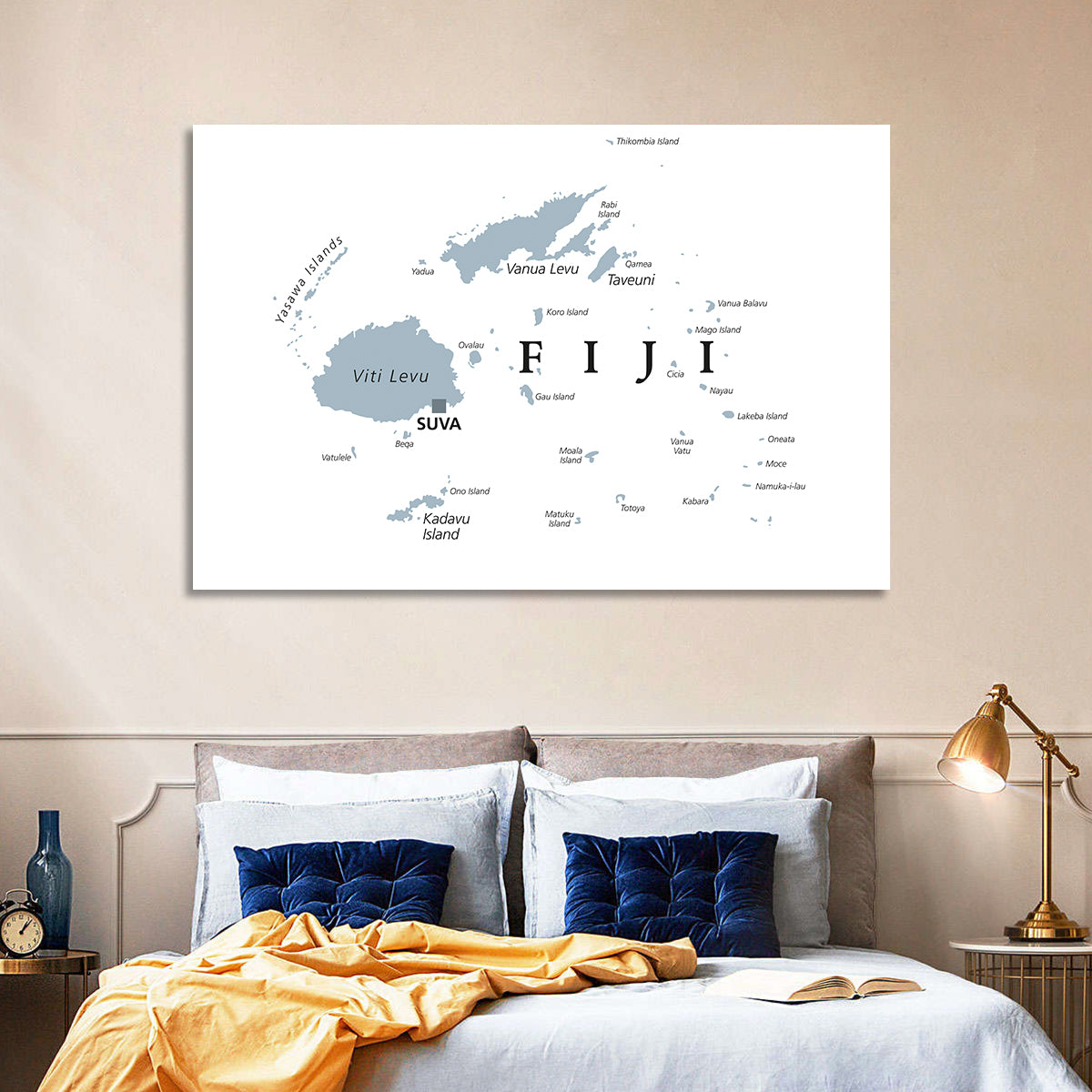 Fiji Islands Political Map Wall Art