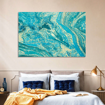 Teal Marble Swirls Abstract Wall Art