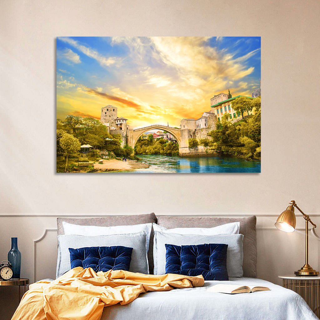 Stari Most at Sunset Wall Art