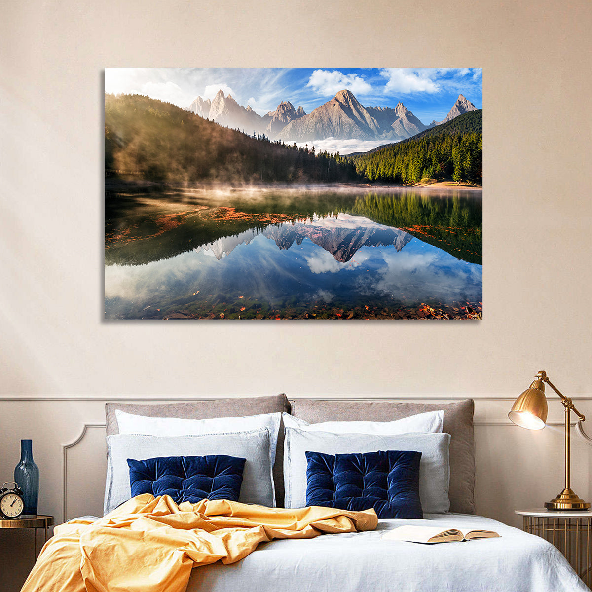 Morning Mist Mountain Lake Wall Art