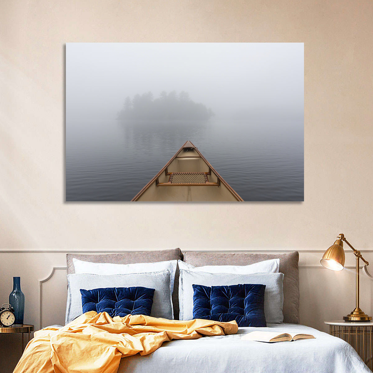 Canoe on Misty Ontario Lake Wall Art
