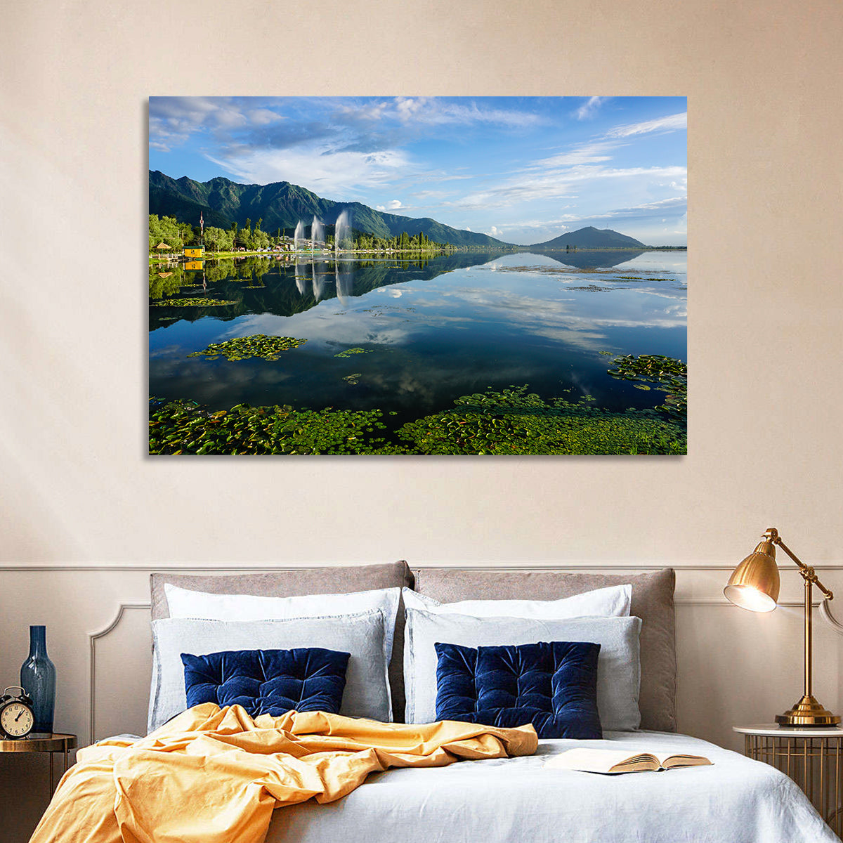 Dal Lake Reflections, Srinagar Wall Art in a room, landscape