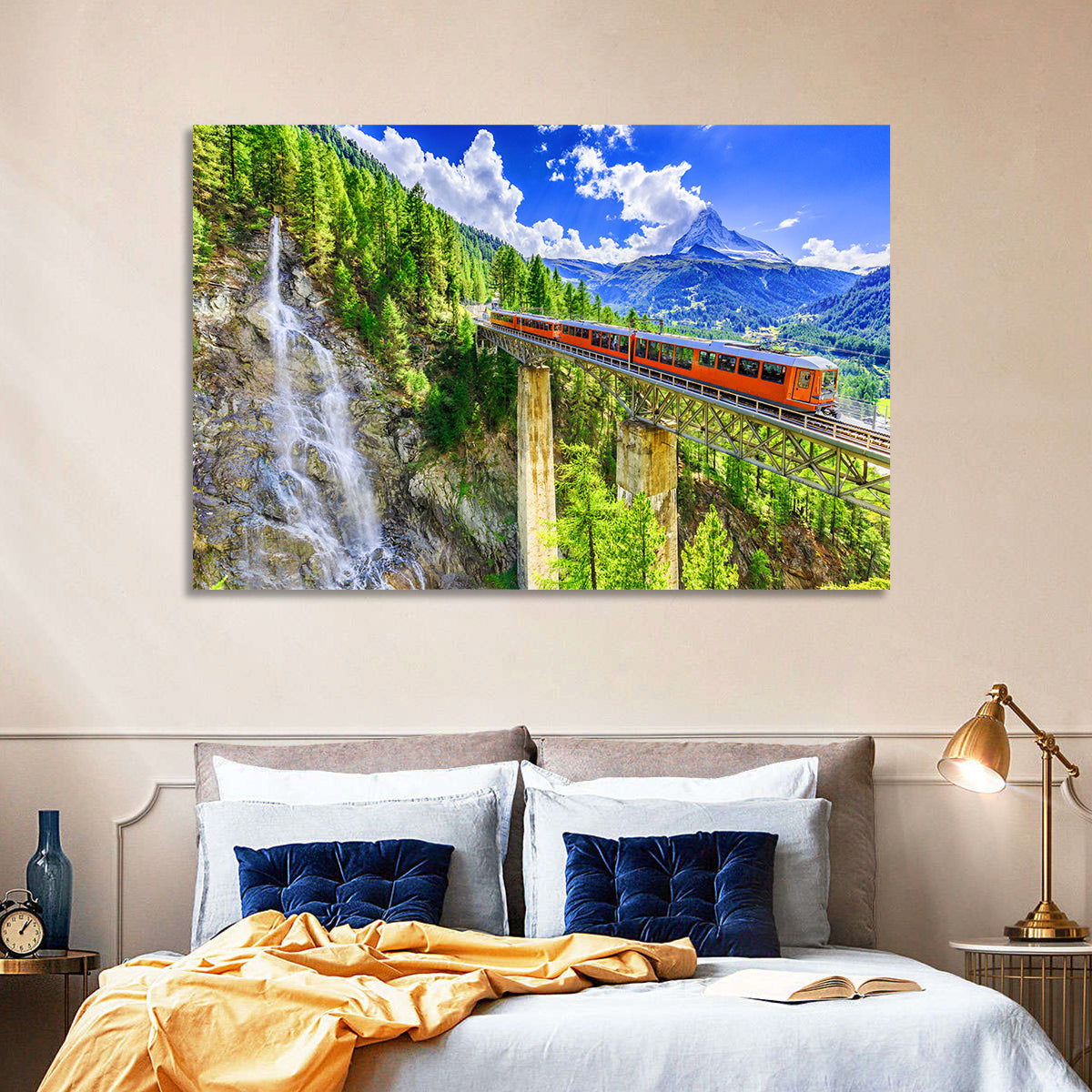 Gornergrat Tourist Train Wall Art in a room, landscape