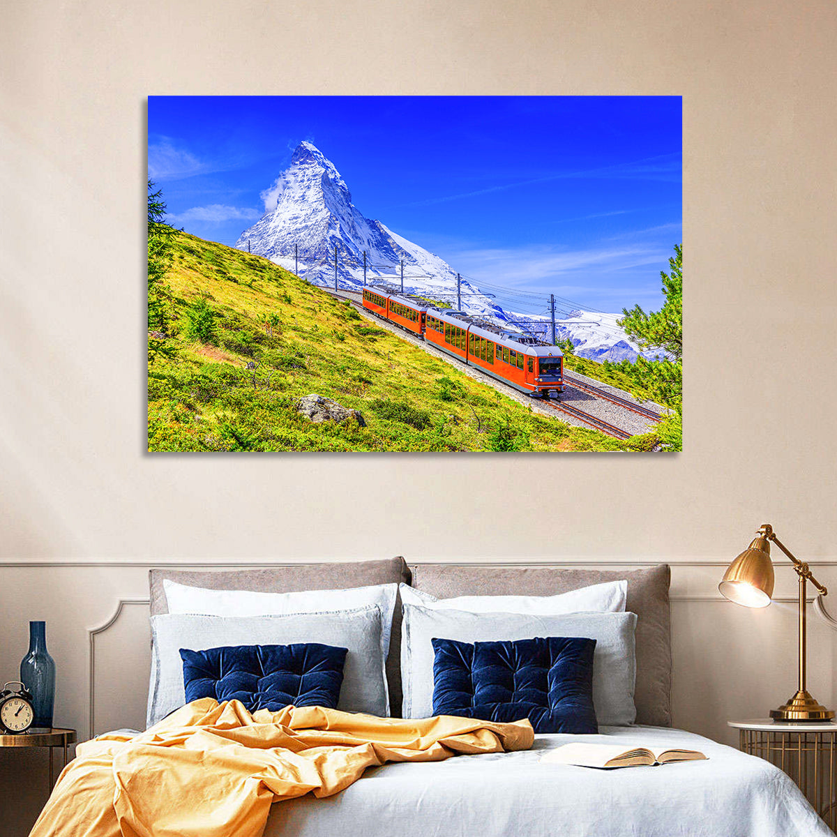 Gornergrat Train and Matterhorn Wall Art in a room, landscape