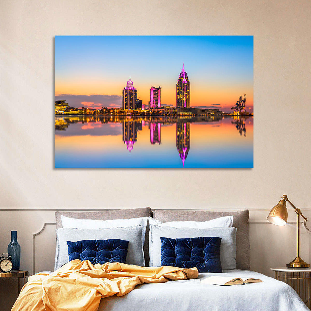 Mobile Alabama Sunset Skyline Wall Art