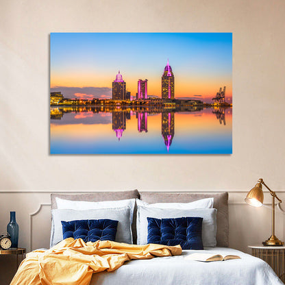 Mobile Alabama Sunset Skyline Wall Art