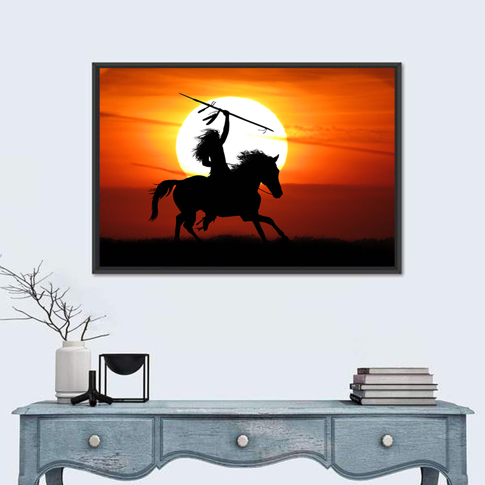 Native American Rider at Sunset Wall Art