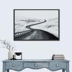 Winding Snow Road with Yellow Markers Wall Art