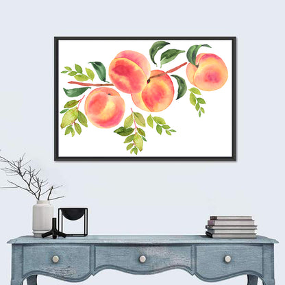 Watercolor Peach Branch Wall Art