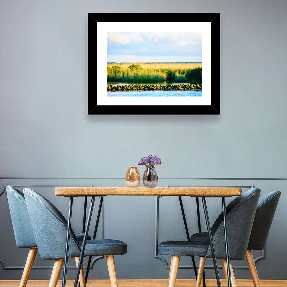 Louisiana Bayou Marsh at Golden Hour Wall Art in a room, landscape