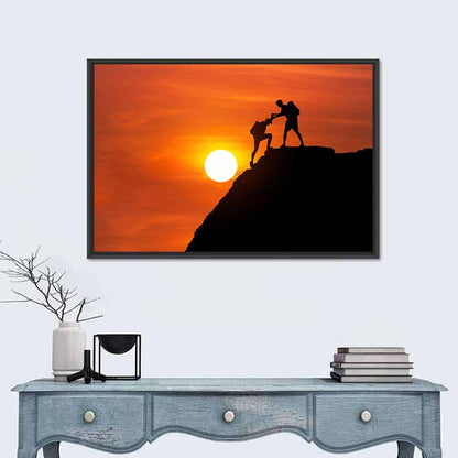 Mountaineer Silhouette at Sunset Wall Art