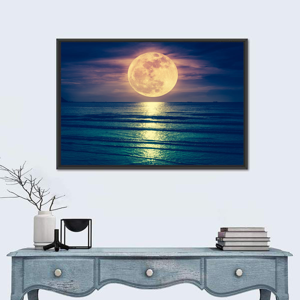 Supermoon Over Calm Sea Wall Art