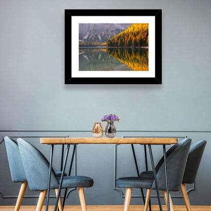 Braies Lake Golden Reflection Wall Art