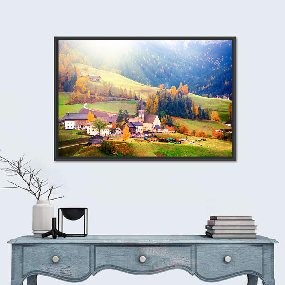 Santa Maddalena Golden Hour Wall Art in a room, landscape