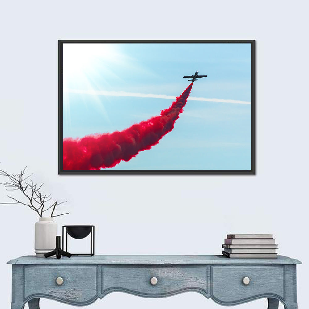 Jet with Red Smoke Trail Wall Art