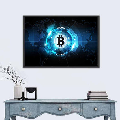 Futuristic Bitcoin Globe Wall Art