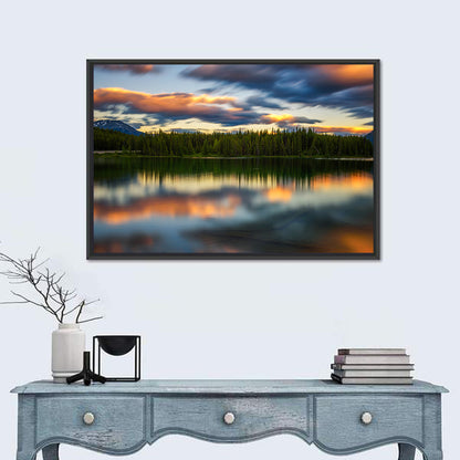 Herbert Lake Sunset Reflection Wall Art