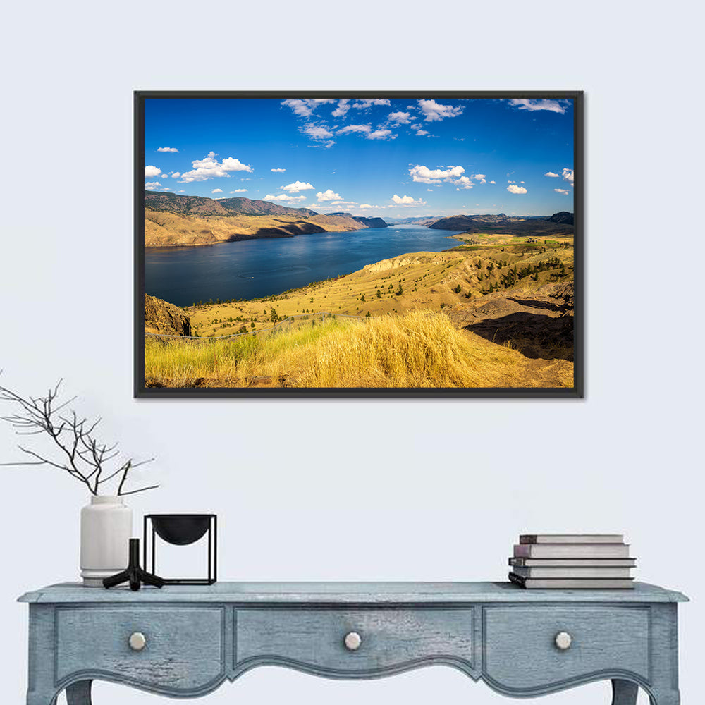 Golden Grass at Kamloops Lake Wall Art in a room, landscape