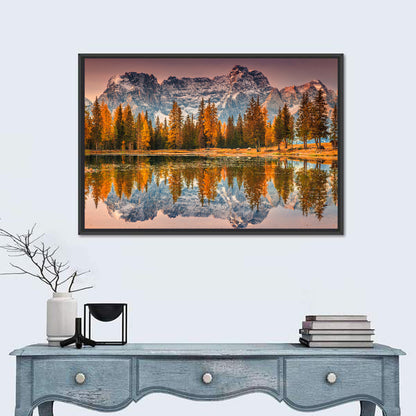 Antorno Lake Autumn Reflection Wall Art