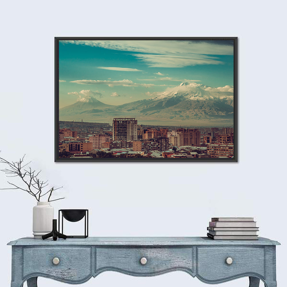 Yerevan Skyline with Mount Ararat Wall Art in a room, landscape