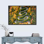 Autumn Winding Forest Road Wall Art